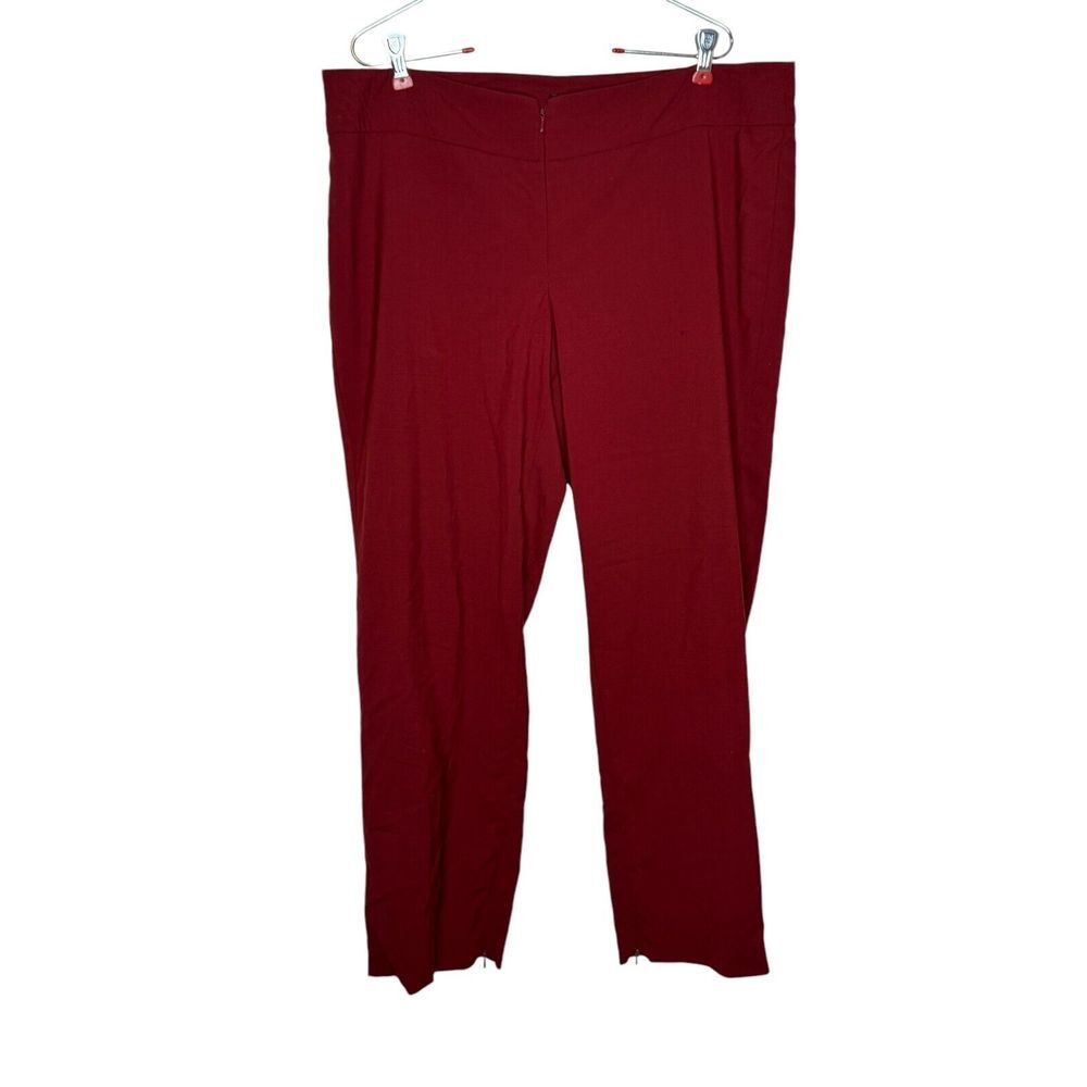 Worth Women Pants Relaxed Zipper Silk Lined Straight Leg High Waisted Red Medium